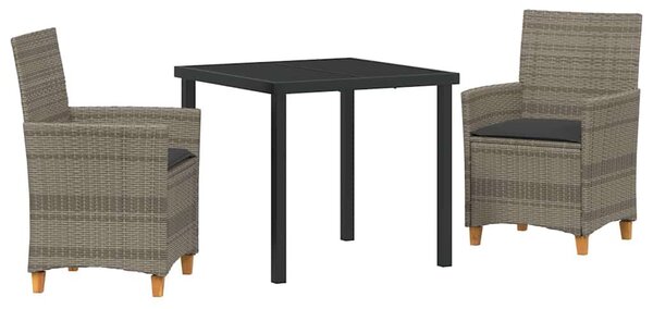 Kert étkező szett 3 pcs Szürke polirattan