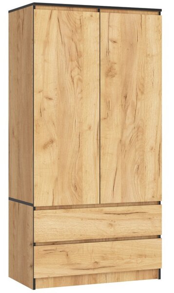 Gardróbszekrény fiókkal - Akord Furniture S90 - kézműves tölgy