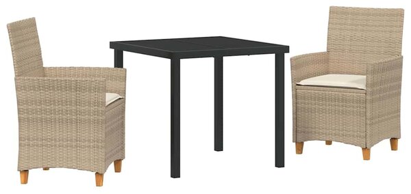 Kert étkező szett 3 pcs Bézs polirattan