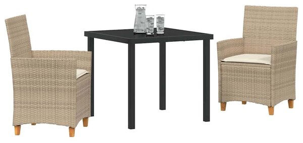 Kert étkező szett 3 pcs Bézs polirattan