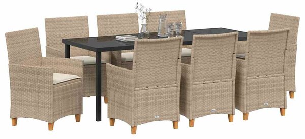 Kert étkező szett 9 pcs Bézs polirattan