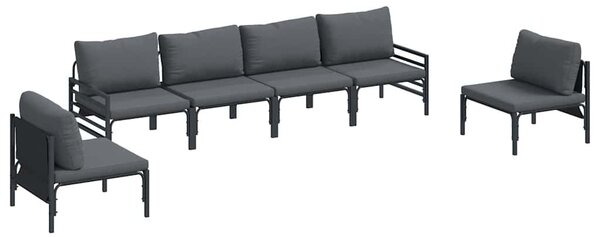 Kerti Kanapé Szett párnával 6 pcs Fekete Acél