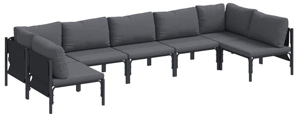 Kerti Kanapé Szett párnával 7 pcs Fekete Acél