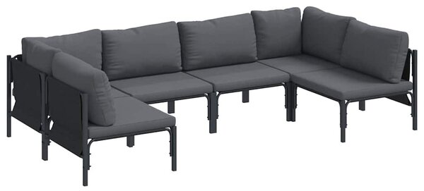 Kerti Kanapé Szett párnával 6 pcs Fekete Acél
