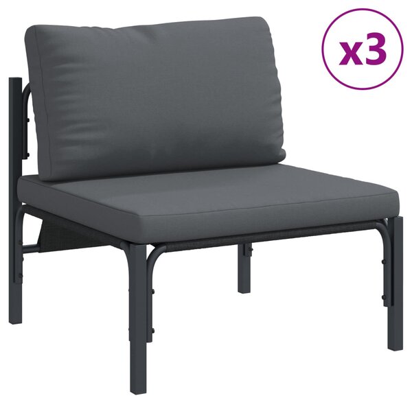 Kerti Kanapé Szett párnával 6 pcs Fekete Acél
