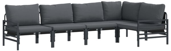 Kerti Kanapé Szett párnával 5 pcs Fekete Acél