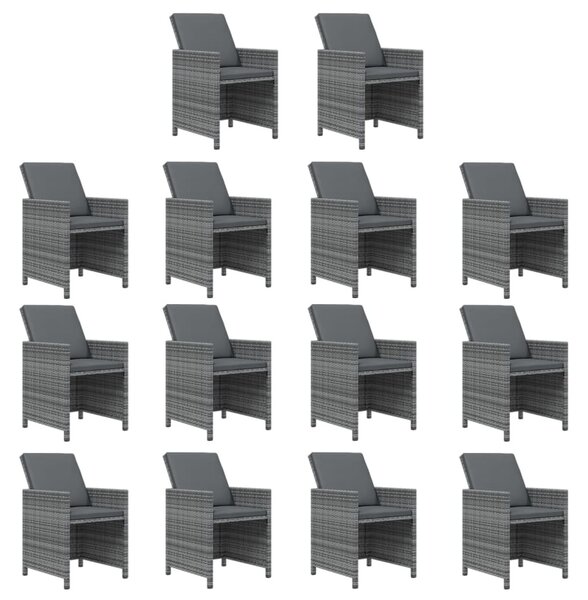 19 részes szürke polyrattan kerti étkezőgarnitúra párnákkal