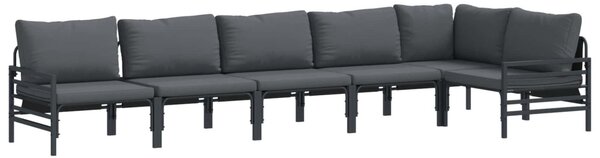 Kerti Kanapé Szett párnával 6 pcs Fekete Acél