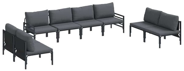 Kerti Kanapé Szett párnával 8 pcs Fekete Acél