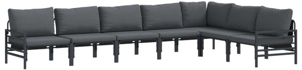 Kerti Kanapé Szett párnával 7 pcs Fekete Acél