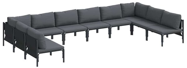 Kerti Kanapé Szett párnával 10 pcs Fekete Acél