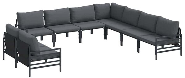 Kerti Kanapé Szett párnával 9 pcs Fekete Acél