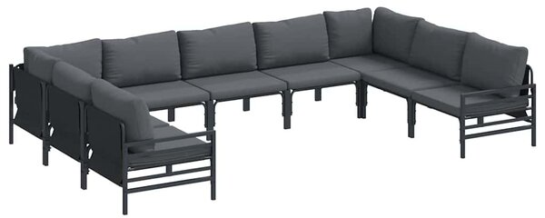 Kerti Kanapé Szett párnával 9 pcs Fekete Acél