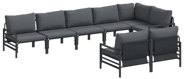 Kerti Kanapé Szett párnával 8 pcs Fekete Acél