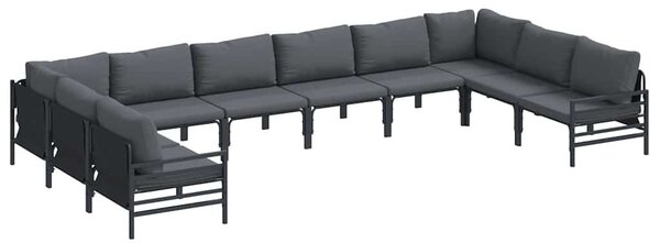 Kerti Kanapé Szett párnával 10 pcs Fekete Acél