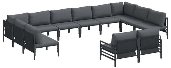 Kerti Kanapé Szett párnával 12 pcs Fekete Acél