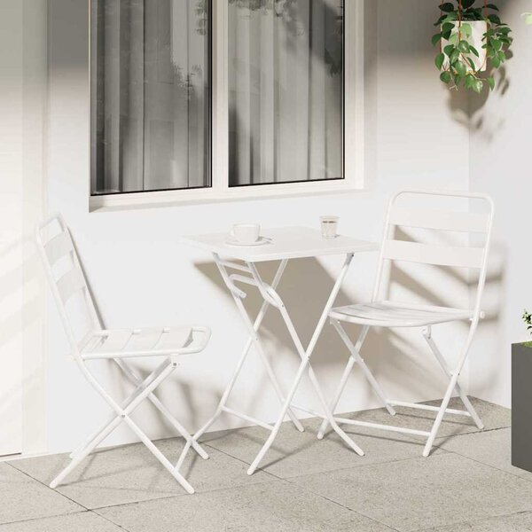Kert Bistro Készlet 3 pcs Fehér Acél