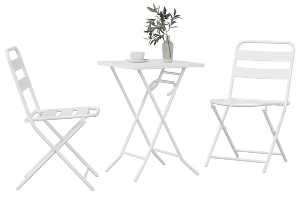 Kert Bistro Készlet 3 pcs Fehér Acél