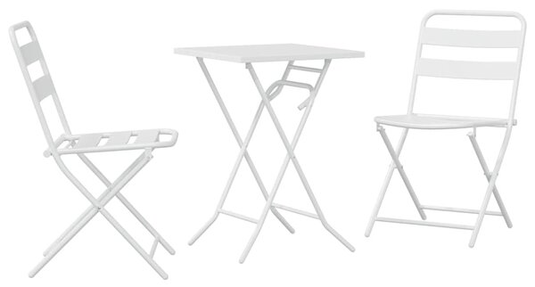 Kert Bistro Készlet 3 pcs Fehér Acél