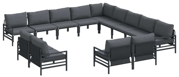 Kerti Kanapé Szett párnával 13 pcs Fekete Acél