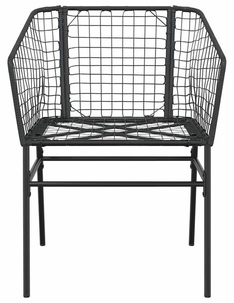 5 részes fekete polyrattan üveg kerti étkezőgarnitúra