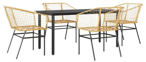 5 észes barna polyrattan üveg kerti étkezőgarnitúra
