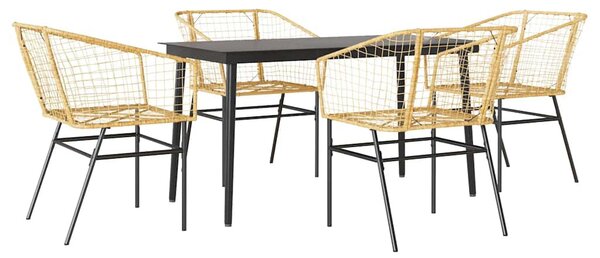 5 észes barna polyrattan üveg kerti étkezőgarnitúra