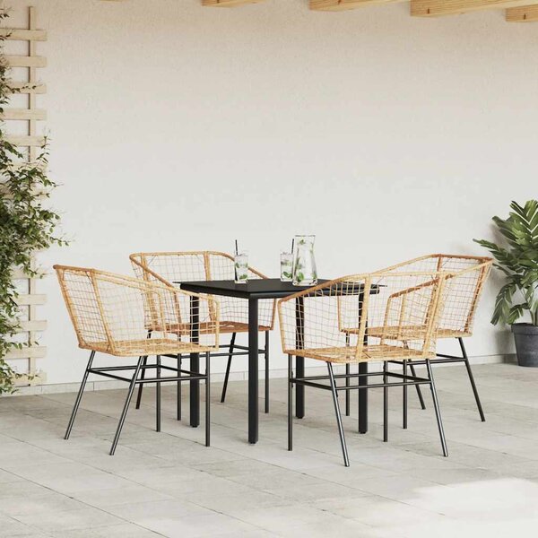 5 észes barna polyrattan üveg kerti étkezőgarnitúra