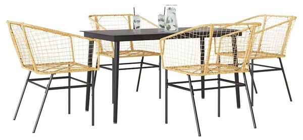 5 észes barna polyrattan üveg kerti étkezőgarnitúra