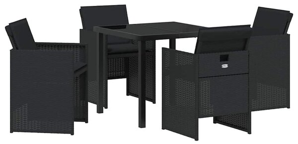 Kert étkező szett párnával 5 pcs Fekete polirattan