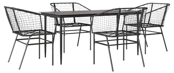 5 részes fekete polyrattan üveg kerti étkezőgarnitúra