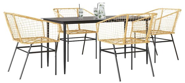 5 észes barna polyrattan üveg kerti étkezőgarnitúra