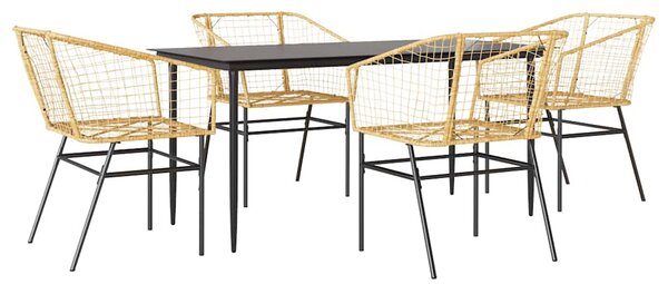 5 észes barna polyrattan üveg kerti étkezőgarnitúra