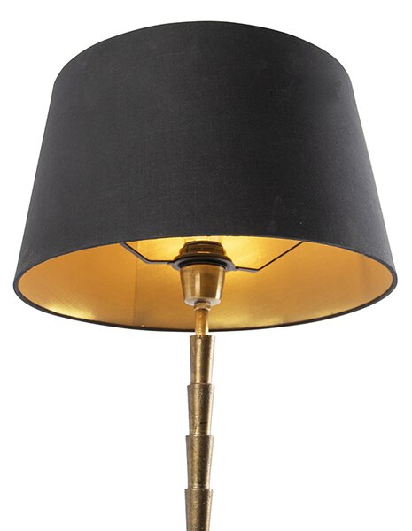 Art Deco asztali lámpa bronz fekete pamut búrával 35 cm - Pisos