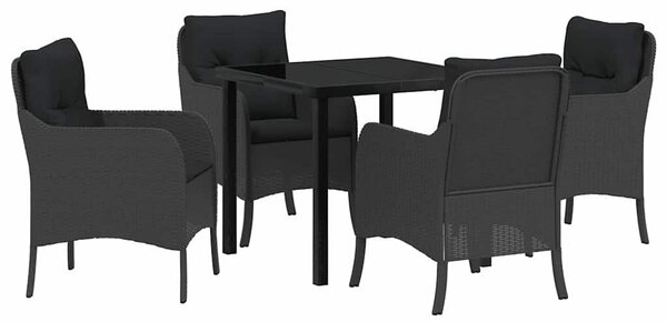 Kert étkező szett párnával 5 pcs Fekete polirattan