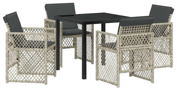 Kert étkező szett 5 pcs Világosszürke polirattan