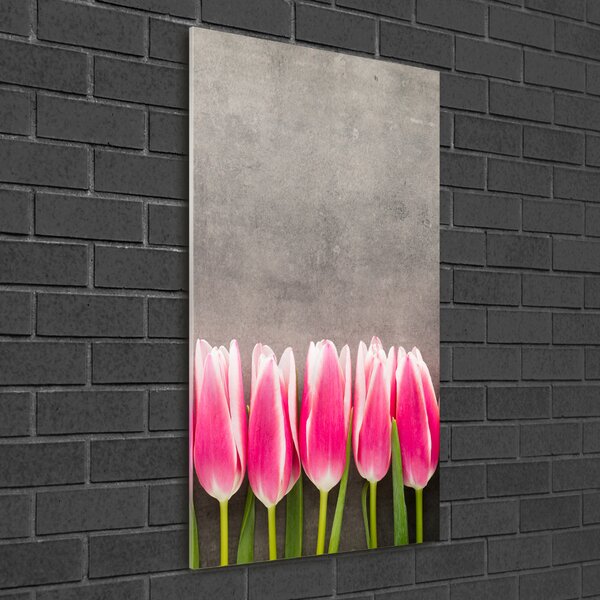 Egyedi üvegkép Rózsaszín tulipánok