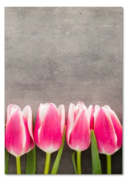 Egyedi üvegkép Rózsaszín tulipánok