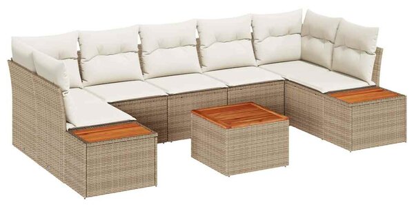 Kerti Kanapé Szett párnával tárolóval 8 pcs Bézs Poli rattan