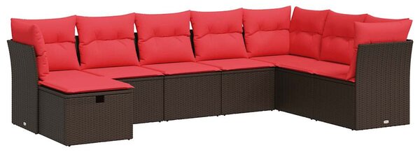 8 részes barna polyrattan kerti ülőgarnitúra párnákkal