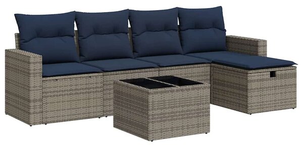 6 részes szürke polyrattan kerti ülőgarnitúra párnákkal