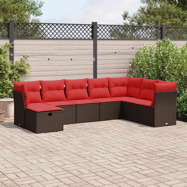 8 részes barna polyrattan kerti ülőgarnitúra párnákkal