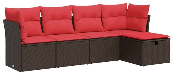 5 részes barna polyrattan kerti ülőgarnitúra párnával