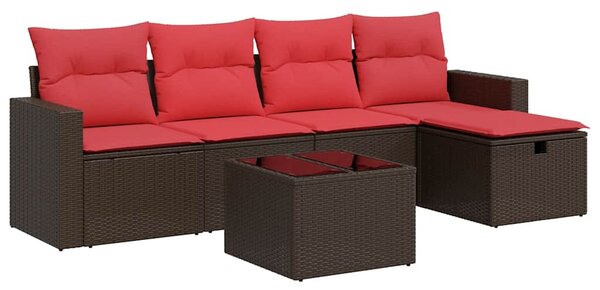 6 részes barna polyrattan kerti ülőgarnitúra párnával