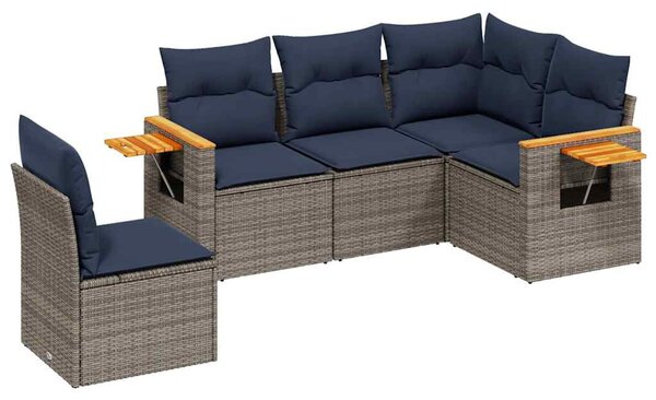 5 részes szürke polyrattan kerti ülőgarnitúra párnával