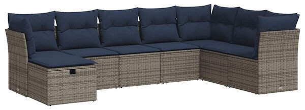 8 részes szürke polyrattan kerti ülőgarnitúra párnákkal