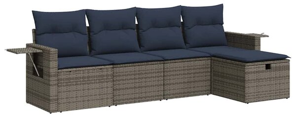 5 részes szürke polyrattan kerti ülőgarnitúra párnákkal