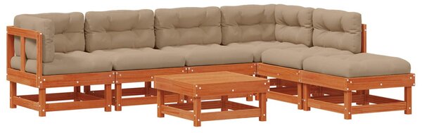 Kerti lounge szett 7 pcs Viaszbarna Tömör Fenyőfa