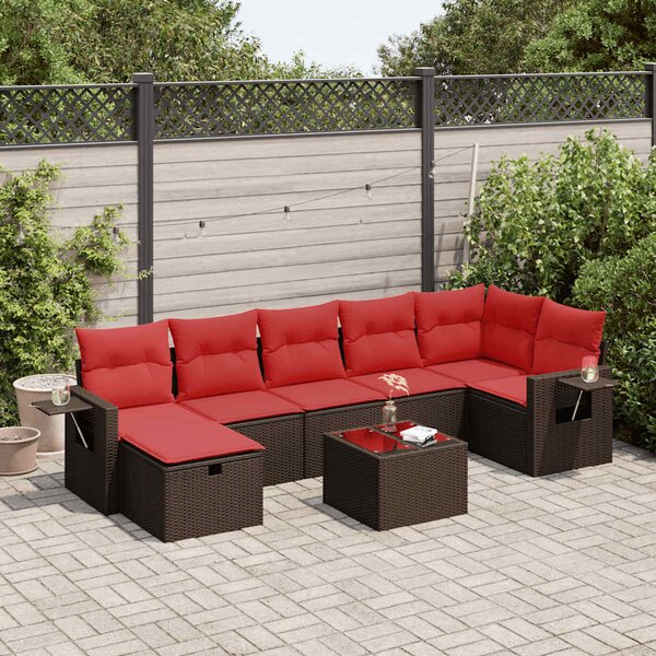 8 részes barna polyrattan kerti ülőgarnitúra párnákkal