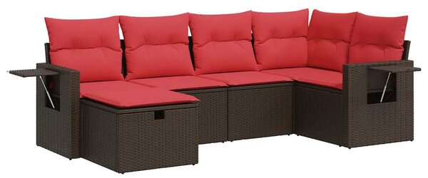 6 részes barna polyrattan kerti ülőgarnitúra párnával